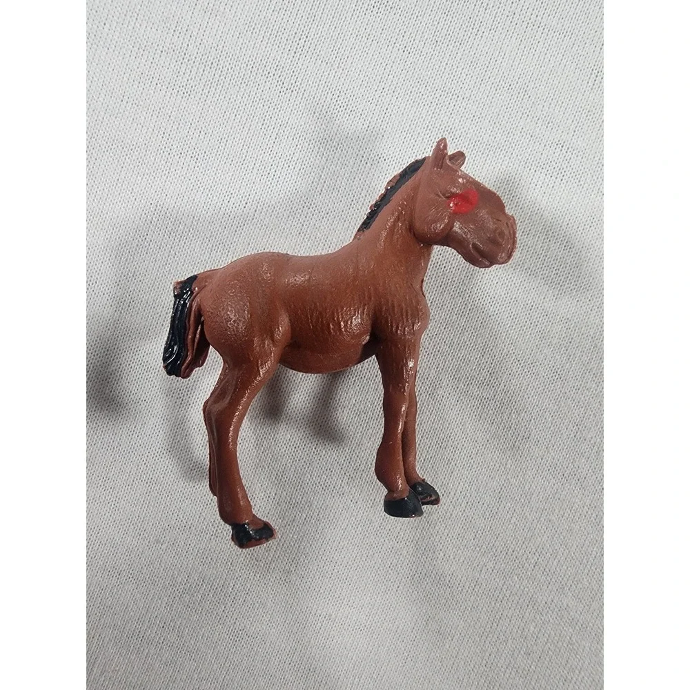 Vintage Horse Figurines Solid Molded Plastic Black White Brown Animal Toy Lot